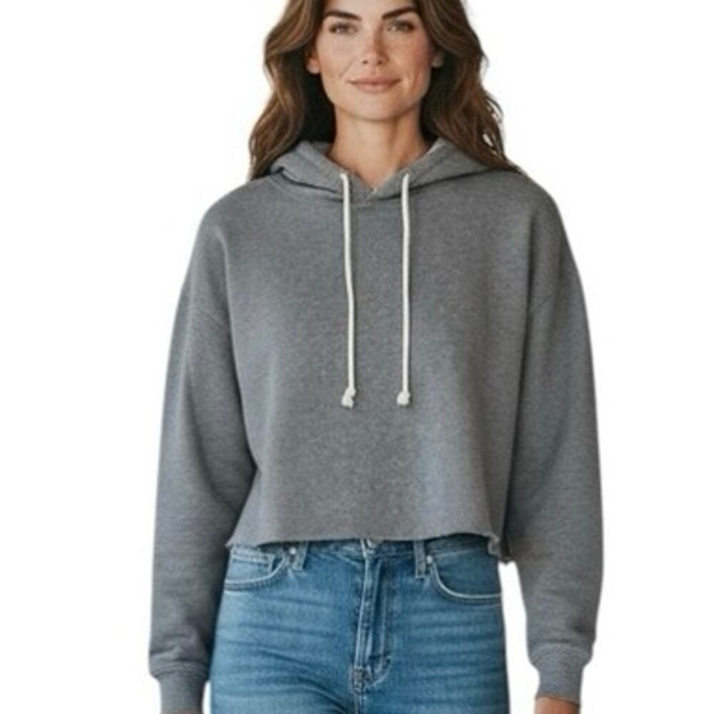 Wild Fable Women's Gray Crop Hoodie Size large , Pullover EUC